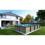 Piscine en bois aqua 85x435 - h. 145 m fixations  sceller - bas7309ospi