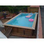 Ubbink piscine bois lina 350x650 h140cm - liner bleu - hors sol semi enterre ou enterre - garantie ...