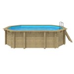 Piscine bois swimwood octogonale emeo 541x350x131 cm 14m3 filtration sable 8m3 / h hors - sol semi - ...