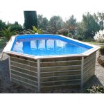 Piscine bois waterclip octogonale calayan 890x420x129 cm filtration 11m3 / h pin classe iv hors - sol ...