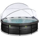 Piscine tubulaire ronde - exit toys - black leather - 488x122cm - pompe  chaleur - dme