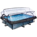 Piscine tubulaire rectangulaire - exit toys - stone - 300x200x65cm - pompe filtrante - dme - grise