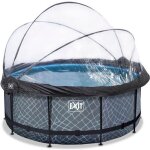 Piscine tubulaire ronde - exit toys - stone 360x122cm - pompe filtrante  sable - dme - grise