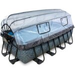 Piscine exit stone 400x200x100cm avec pompe filtrante � sable et d�me et pompe � chaleur - grise