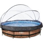 Piscine tubulaire ronde - exit toys - wood ø360x76cm - pompe filtrante - dôme - marron Piscine tubulaire ronde - exit toys - wood ø360x76cm - pompe filtrante - dôme - marron