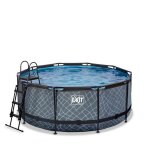 Piscine tubulaire ronde - exit toys - stone ø360x122cm - pompe filtrante à sable - grise Piscine tubulaire ronde - exit toys - stone ø360x122cm - pompe filtrante à sable - grise