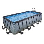 Piscine tubulaire rectangulaire - exit toys - stone - 540x250x122cm - pompe filtrante - grise Piscine tubulaire rectangulaire - exit toys - stone - 540x250x122cm - pompe filtrante - grise
