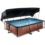 Piscine tubulaire rectangulaire - exit toys - wood - 300x200x65cm - pompe filtrante - voile dombrage Piscine tubulaire rectangulaire - exit toys - wood - 300x200x65cm - pompe filtrante - voile dombrage