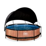 Piscine tubulaire ronde - exit toys - wood ø300x76cm - pompe filtrante - voile dombrage - marron Piscine tubulaire ronde - exit toys - wood ø300x76cm - pompe filtrante - voile dombrage - marron