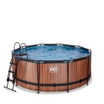 Exit wood piscine tubulaire �360 ? piscine hors sol ? avec filtre � sable ? rond ? marron