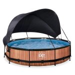 Piscine tubulaire ronde - exit toys - wood ø360x76cm - pompe filtrante - voile dombrage - marron Piscine tubulaire ronde - exit toys - wood ø360x76cm - pompe filtrante - voile dombrage - marron