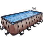 Exit wood piscine tubulaire 540x250x122cm ? piscine hors sol ? avec pompe de filtration ? marron