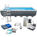 Piscine de jardin � armature - intex - 732x366x132 cm - 10en1 - pompe � sable - couverture de piscine ...