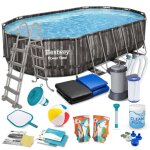 Piscine de jardin tubulaire - bestway - 610x366x122 cm - ensemble 18 en 1 - pompe de filtration incluse ...