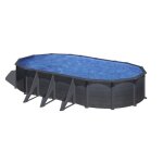Piscine ovale en acier - gris anthracite - filtration  sable - renforts apparents