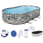 Piscine ovale - bestway - power steel comfort jet - 20x12x48 - noir - enfant / mixte Piscine ovale - bestway - power steel comfort jet - 20x12x48 - noir - enfant / mixte