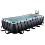 Piscine tubulaire rectangulaire - exit toys - black leather - 540x250x122 cm - pompe filtrante - �chelle ...