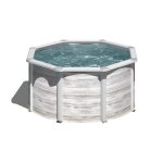 Piscine ronde acier �260m x h: 122m - imitation bois nordique