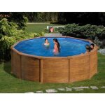 Gre - kit piscine hors sol acier ronde imitation bois - �480 x h132 cm (livr�e avec filtre � sable + ...