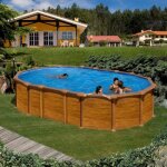 Piscine hors sol amazonia gre - 610x375 h132 cm - filtre à sable - décor bois sans jambe de force Piscine hors sol amazonia gre - 610x375 h132 cm - filtre à sable - décor bois sans jambe de force