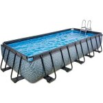Piscine hors sol - exit toys - stone - rectangulaire - 12600 l - gris - acier - pompe  filtre