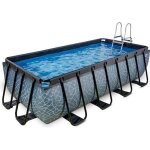 Piscine hors sol - exit toys - stone - rectangle - 7020 l - gris - filtre � cartouche