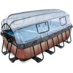 Piscine hors sol - exit toys - wood 400x200 cm - filtre  sable - 5 places - marron