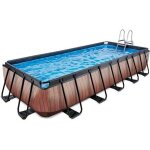 Piscine hors sol - exit toys - wood - rectangle - 12600 l - marron - filtre � cartouche