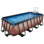 Piscine hors sol - exit wood - rectangle - 7020 l - marron - filtre � cartouche - acier