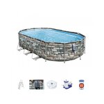 Piscine tubulaire ovale bestway power steel stone 610 x 366 x 122
