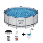 Piscine hors sol tubulaire - bestway - steel pro max - 457 x 122 cm - ronde - filtre � cartouche + skimmer ...