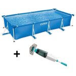 Piscine hors sol tubulaire intex - metal frame - 220 x 150 x 60 cm - rectangulaire - 28270np + nettoyeur ...
