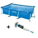 Piscine hors sol tubulaire intex - metal frame - 260 x 160 x 65 cm - rectangulaire - 28271np + nettoyeur ...
