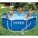 Piscine hors sol tubulaire metal frame ronde bleue avec purateur - intex - 28212np