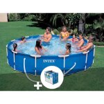 Kit piscine tubulaire intex metal frame ronde 366 x 076 m + bche  bulles