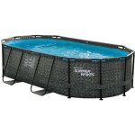 Piscine tubulaire active frame pool effet chevron ovale 424 x 250 x 100 m - summer waves