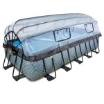 Piscine tubulaire rectangulaire - exit toys - stone 540x250x122cm - grise - pompe  sable - dme inclus ...