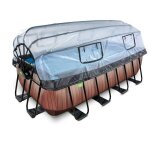 Piscine tubulaire rectangulaire - exit toys - wood - 400x200x122cm - pompe  chaleur - dme - marron