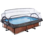 Piscine tubulaire rectangulaire - exit toys - wood - 300x200x65cm - pompe filtrante - dme - marron