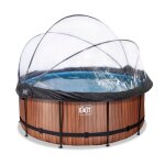 Exit wood piscine tubulaire �360 ? piscine hors sol ? avec filtre � sable & d�me ? rond ? marron