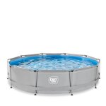 Piscine tubulaire ronde - exit toys - soft grey 360x76cm - pompe filtrante - gris