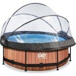 Piscine tubulaire ronde - exit toys - wood 244x76cm - pompe filtrante - dme - marron