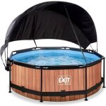 Piscine tubulaire ronde - exit toys - wood 244x76cm - pompe filtrante - voile dombrage - marron