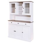 Pkline buffet wright commode buffet haut tiroirs verre armoire bois massif blanc braun