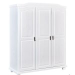 Pkline penderie basil 3trg chambre  coucher armoire porte battante cabinet bois massif blanc