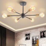 Plafonnier 6 x e27 lustre vintage industrielle luminaire pour cuisine chambre salon en métal - noir Plafonnier 6 x e27 lustre vintage industrielle luminaire pour cuisine chambre salon en métal - noir
