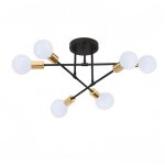 Plafonnier design noir & dor� en fer forg� 70 cm 6 lampes e27 style moderne & minimaliste - pour chambre ...