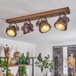 Plafonnier - hofstein - biati - métal / bois / verre - design industriel - 4 x gu10 Plafonnier - hofstein - biati - métal / bois / verre - design industriel - 4 x gu10
