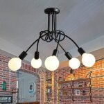 Plafonnier industriel mtal suspension e27 rtro lustre avec 5 ttes led