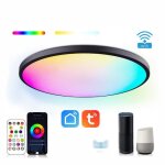 Plafonnier led 24w rgb rond luminaire plafonnier 2700k - 6500k avec tlcommande pour la salle de bain ...